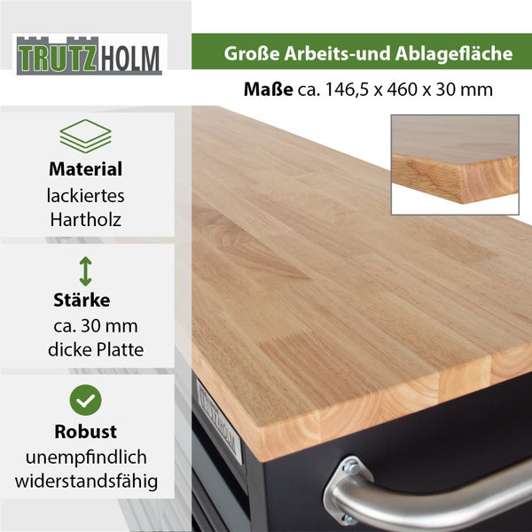 Werkstattwagen Deluxe XXL Anthrazit unbestückt 160 x 91 cm 20 Schubladen Werkbank Sideboard