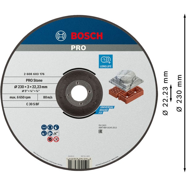 Bosch PRO Stone Trennscheibe 230 x 3 x 22,23 mm - 2608603176