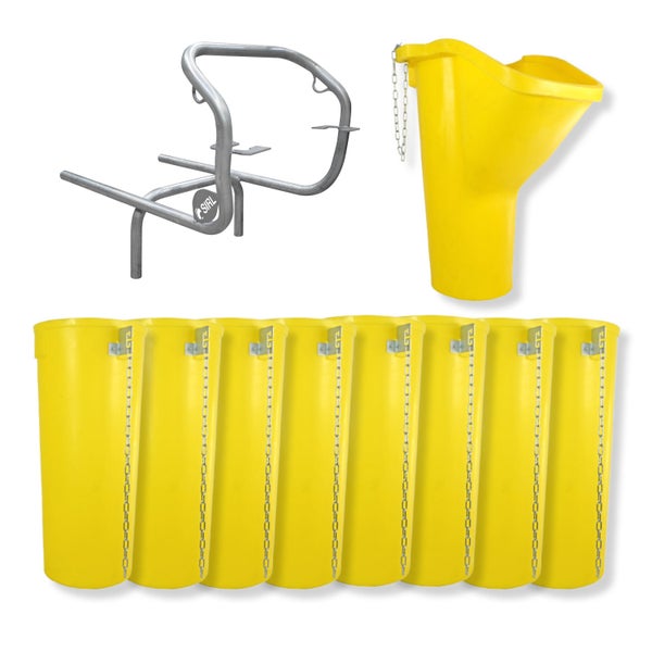 Bausatz für Dachrinnenreinigung mit Eimerhalterung, Dachrinneneimer und Trichter