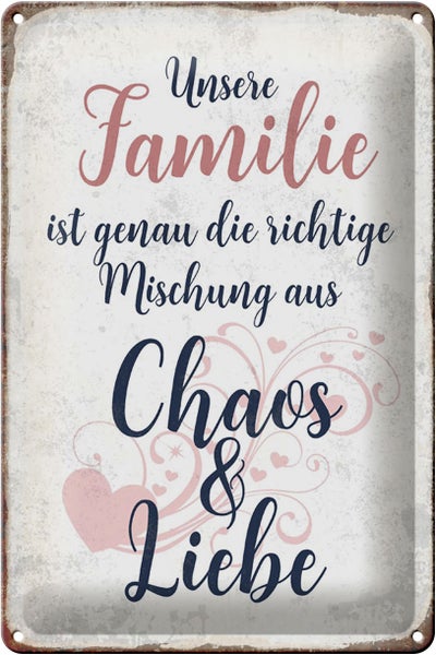 Blechschild Spruch 20x30cm unsere Familie Schild