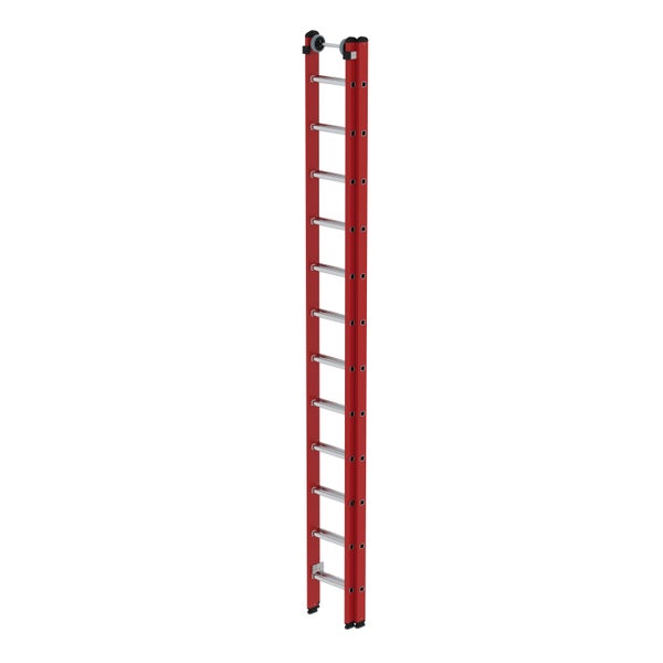 PROREGAL Sprossen-Schiebeleiter 2-Teilig GFK & Alu Ohne Traverse 2 x 12 Sprossen