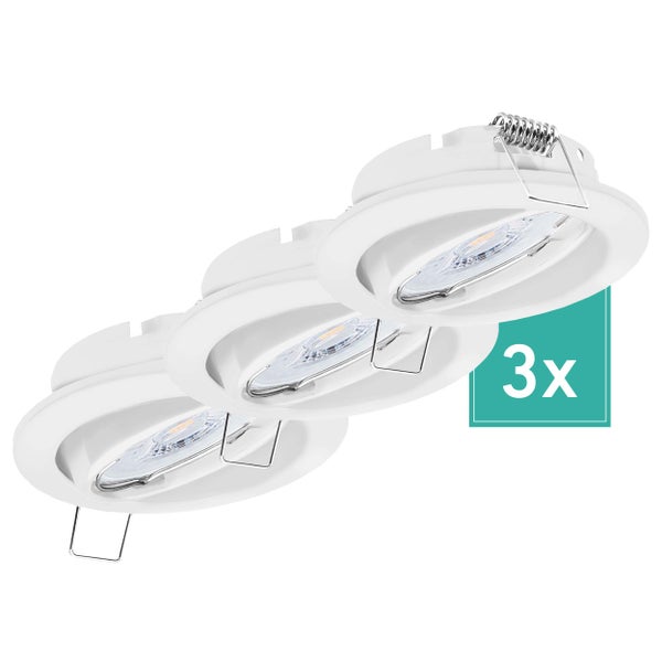 3x Spots schwenkbar Dijon LED Modul 4 8W 2700K 380lm Warmweiß Einbauleuchten Weiß Lochmaß 68mm