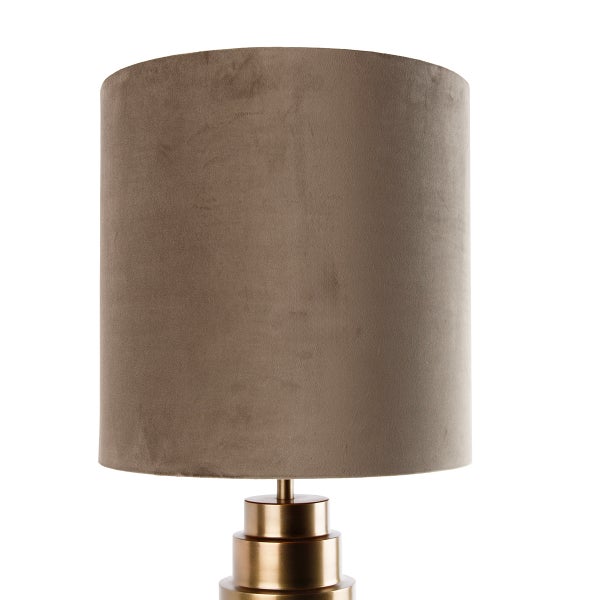 Tischleuchte Bronze Samtlampenschirm Taupe mit Gold 40 cm - Bruut