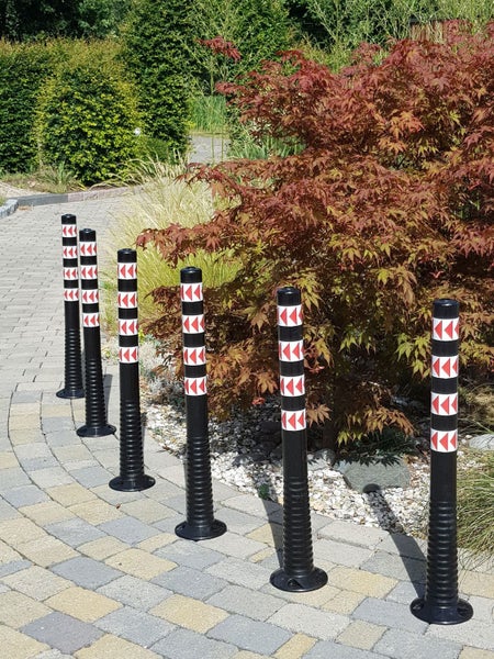 Schwarze Premium flexible überfahrbare Absperrpfosten Absperrpoller 100cm reflektierend / ohne Folie / 1 Stück
