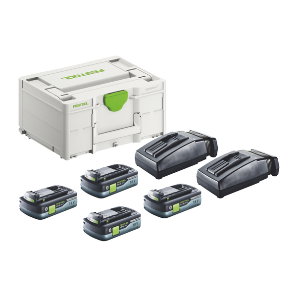 Festool SYS3 ENG 18V 2x4,0/TCL6 Energie Set 18 V + 4x Akku 4,0 Ah + 2x Ladegerät + Systainer