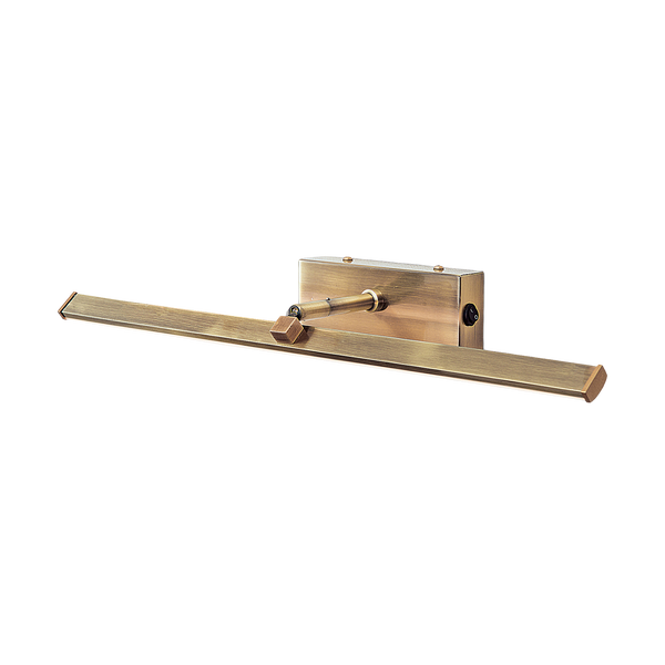 Bilderleuchte mit schwenkbarem Leuchtarm aus Metall in Messing Optik zur Wandmontage mit Schalter
