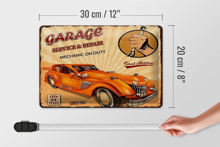 Blechschild Spruch 30x20cm Garage Service mechanic on duty