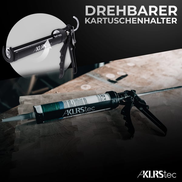 KLRStec PREMIUM Kartuschenpistole mechanisch aus Metall - Hochwertige 2K Silikonpistole/-presse zum verfugen mit allen gängigen 310ml Dicht- und Klebstoffkartuschen (Silikon, Acryl, Lehm etc.)