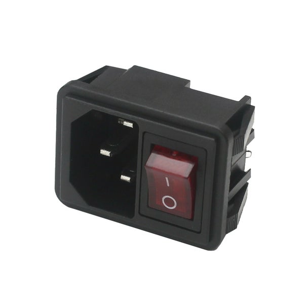 Kaltgeräteeinbaustecker mit Wippschalter für elektrische Geräte