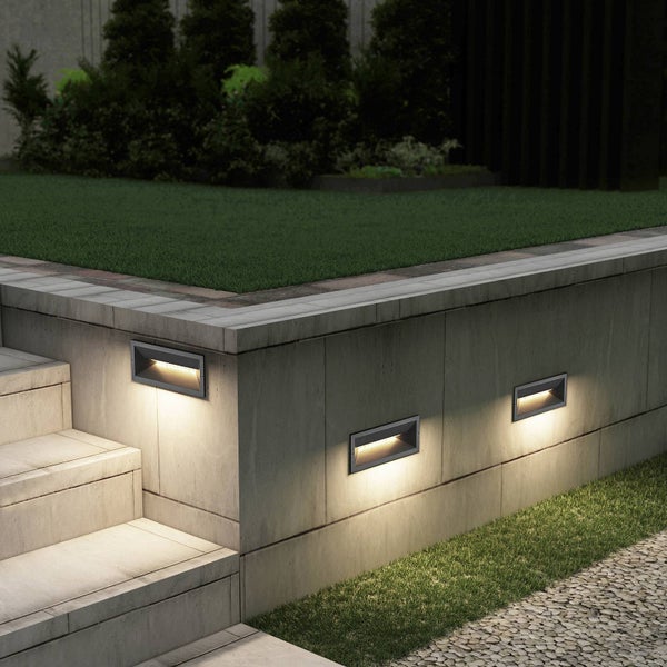 Lucande LED Wandleuchte außen Jaano (Modern) in Schwarz aus Aluminium (1 flammig, ) - Wandeinbauleuchte für Außen Wandlampe Außenwand/Hauswand Haus Terrasse & Balkon