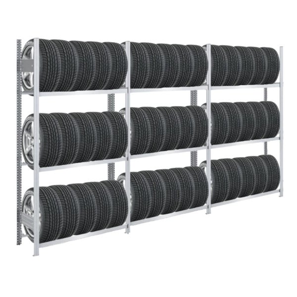 PROREGAL Reifenregal Tire Pro Made In Germany HxBxT 200 x 300 x 43 cm 3 Ebenen 150 kg Fachlast Bis Zu 15 Reifen Pro Ebene Verzinkt