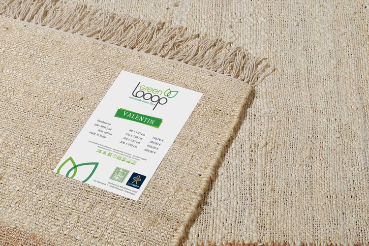 Handwebteppich Beige Braun aus Naturfaser Valentin Green Looop 200x290 cm