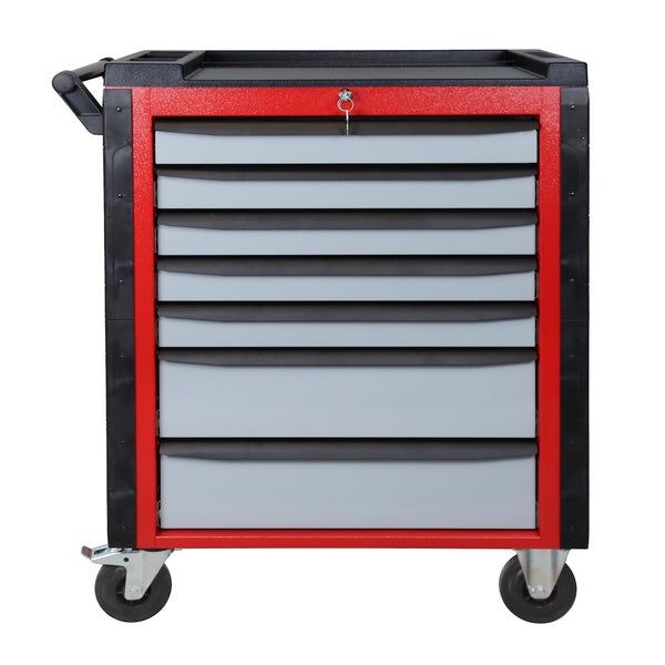 PROREGAL Werkstattwagen Cheetah Plus 7 Schubladen HxBxT 98,5 x 75 x 47,5 cm Feuerrot Silbergrau