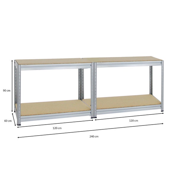 PROREGAL Mega Deal 2x Höhenverstellbare Werkbank Dino HxBxT 90 x 120 x 60 cm Traglast 600 kg Verzinkt