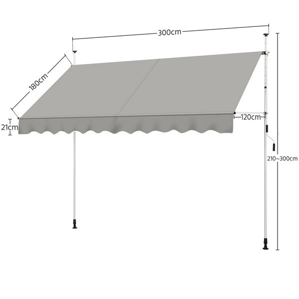 Freistehende Markise mit Abmessungen