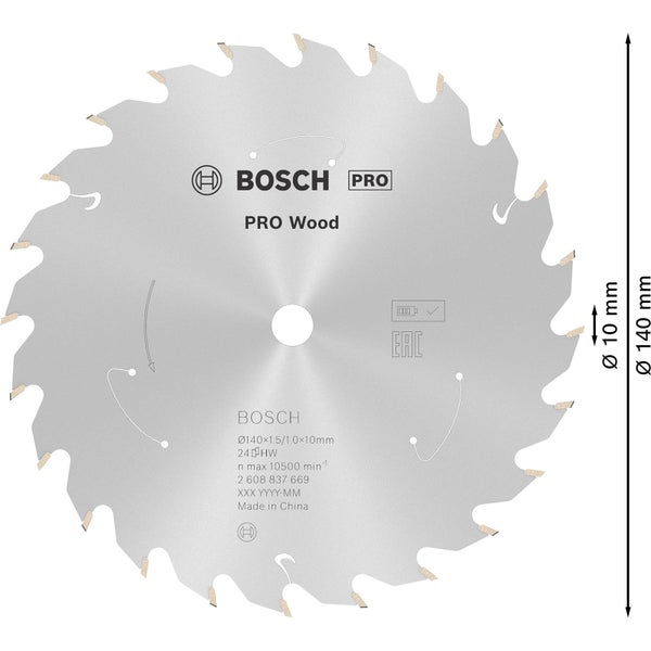 Bosch PRO Wood cordless Blatt für Kreissägen 140 x 1,5 x 10 mm - 2608837669