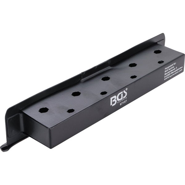 BGS technic magnetischer Steckschlüsselhalter für 10 Einsätze aus schwarzem Metall.