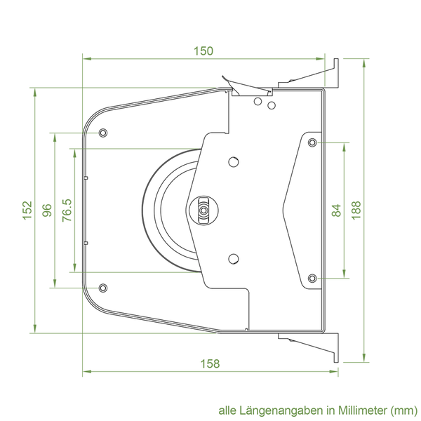 Technische Zeichnung mit Maßangaben in Millimeter