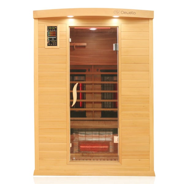 Dewello® Infrarotkabine Infrarotsauna PIERSON PRO 135cm x 105cm Hemlock-Zeder inkl. DUO Strahler, Vollspektrumstrahler, Karbonstrahler