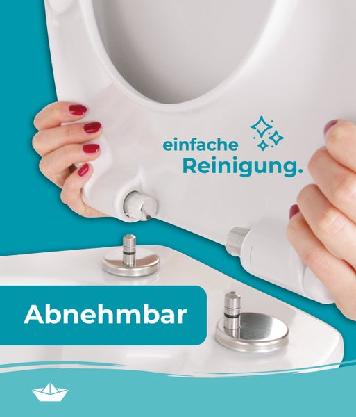 Calmwaters® WC-Sitz Rezyklat, Nachhaltiger Toilettendeckel, Made in EU, WC-Sitz mit Absenkautomatik, 100% recycelter Kunststoff, abnehmbar, Top-Fix, Rezyklat in Weiß