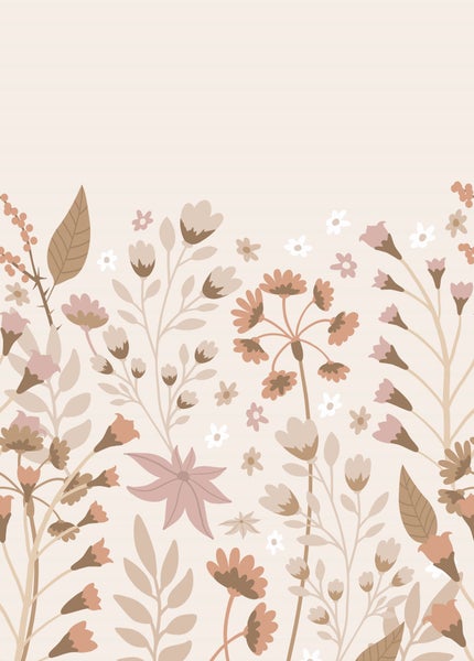 ESTAhome Fototapete Blumen Beige, Terrakotta und Rosa - 2 x 2.79 m - 159410