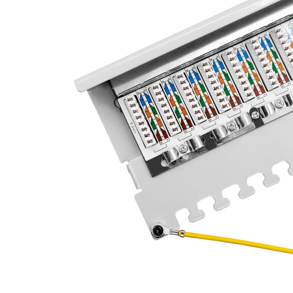 ProfiPatch Patchpanel Patchfeld Cat.6 Desktop 8-Port RJ45 geschirmt Aufputz Wandmontage 1HE grau
