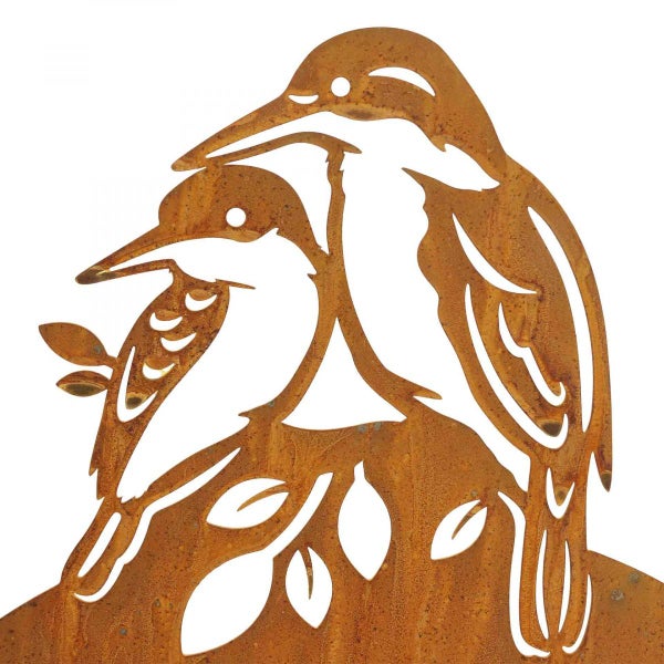 Dekorative Gartenskulptur aus Metall mit Vogelmotiv