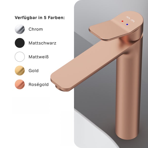 AM PM Waschtischarmatur in Roségold mit Auswahl an fünf verschiedenen Oberflächenvarianten für das Badezimmer