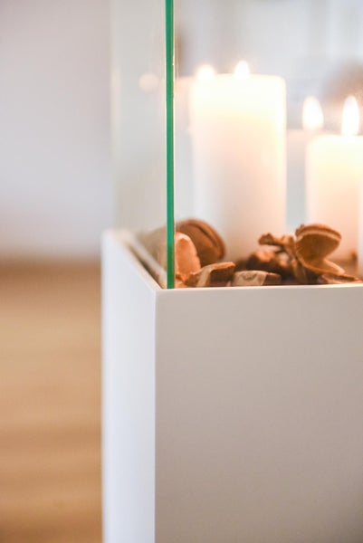 VIVANNO Windlicht CANDELA 80x25x25 cm Alu-Verbund Weiß matt