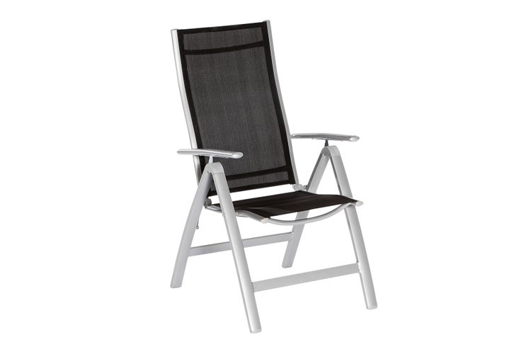 Carrara Gartenmöbelset 9tlg., Klappsessel, Ausziehtisch 160 (220) x 90 cm, schwarz