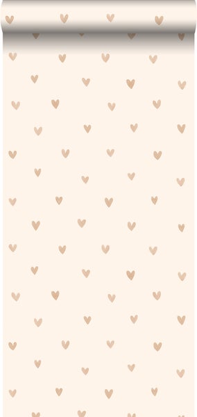 Walls4You Tapete Konfetti Herzen Beige und Gold - 53 cm x 10.05 m - 935291