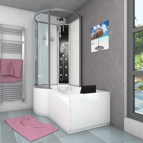 Wanne Dusche Kombination Weiß K50-R00 100x170