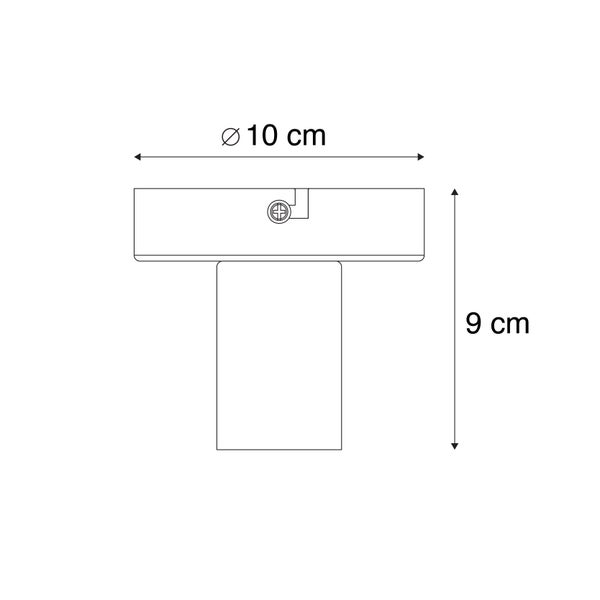 Technische Zeichnung einer Befestigung mit den Maßen 10 mal 9 Zentimeter