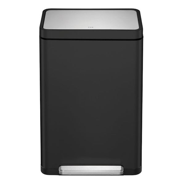 PROREGAL Stilvoller Rechteckiger Treteimer Mit Extra Breitem Pedal & Gedämpften Stay Open Deckel HxBxT 65,2 x 43,3 x 33,4 cm 45 Liter Schwarz