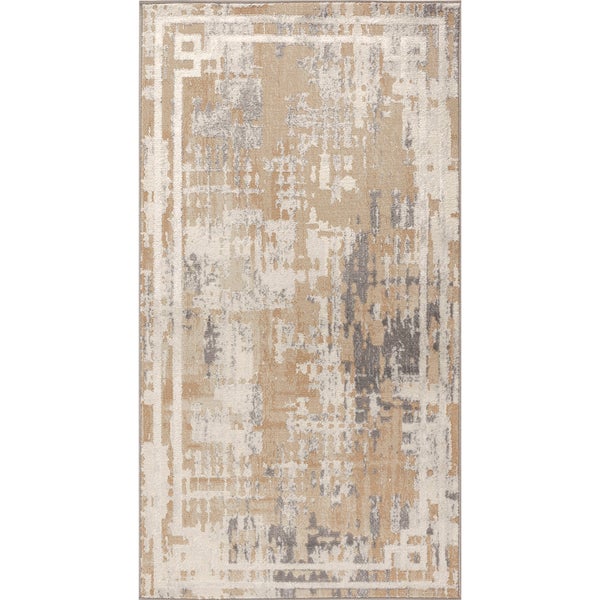 Abstrakt Moderner Teppich Beige/Weiß 80x150 cm MARTINA