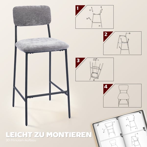 Detailansicht des Untergestells eines Hockers mit pulverbeschichteten Stahlbeinen und verstellbaren Fußpolstern