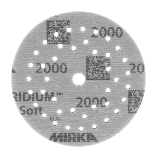 Mirka Iridium Soft Schleifscheiben Ø 125 mm / Korn P2000 / Klett Multifit / 20 Stück / schaumbasiertes Schleifmittel für präzises Trockenschleifen, Klarlackschliff, Finish