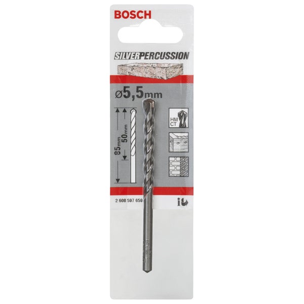 Bosch Silver Percussion Steinbohrer mit 5,5 mm Durchmesser in Verpackung