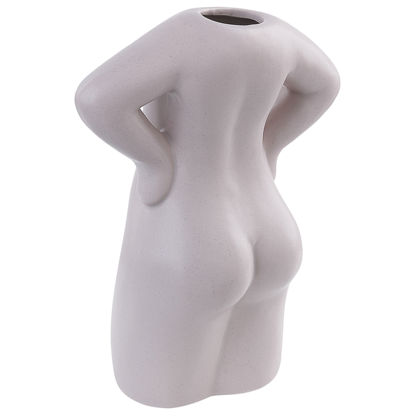 Vase in Form eines Frauenkörpers, Rückansicht, Keramik mit strukturierter Oberfläche.