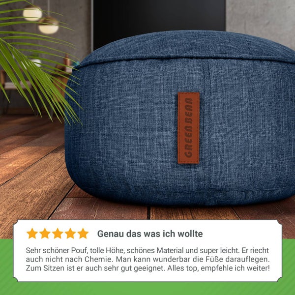 Green Bean Sitzsack-Hocker 45x25cm mit EPS-Perlen Füllung - Fußhocker Fußkissen Sitz-Pouf für Sitzsäcke - Bodenkissen für Kinder und Erwachsene - Fußablage Sitzkissen Sitzhocker Dunkelblau