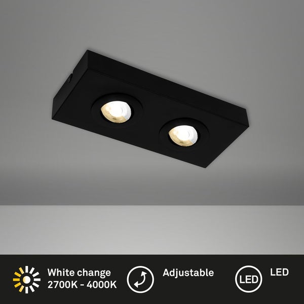 CTS LED ceiling light, black, 2xLED-platine/4W