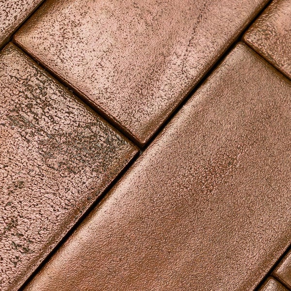 Strukturierte Wandfliesen mit rechteckigem Format und metallischer Oberfläche