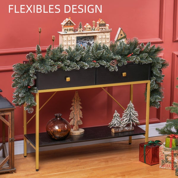 HOMCOM 1,8 m künstliche Weihnachtsgirlande mit Lichterkette Blumendekoration mit Tannenzapfen Beeren Weihnachten Tannengirlande für Treppen Kamin Metall Grün Ø30 x 180 cm