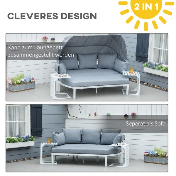 Outsunny 4-tlg. Gartenmöbel-Set, 190/132B x 83T x 73/62H cm, Aluminium, Polyester, grau