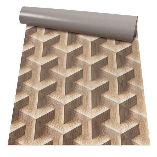 Vliestapete mit geometrischem 3D-Muster in Würfeloptik.