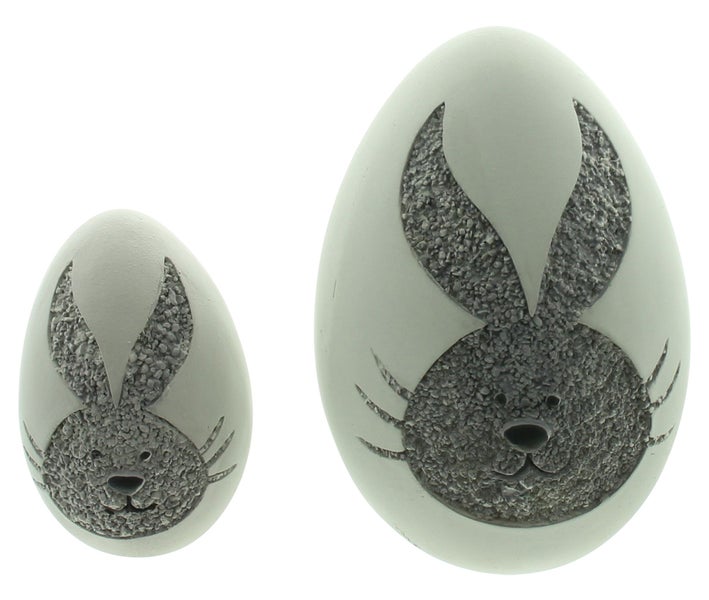FRANK FLECHTWAREN | Ei Hase, 2er Set, POLYRESIN, 7 x 7 x 10,5 cm, 10,5 x 10,5 x 15,5 cm