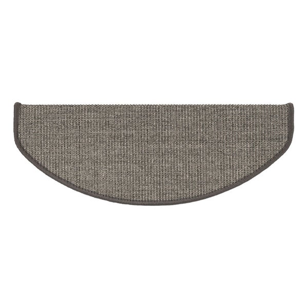 FLOORDIREKT Stufenmatte aus Sisal - Pure Nature - Umkettelt & Selbstklebend - Grau 23,5 x 65 cm - Halbrund