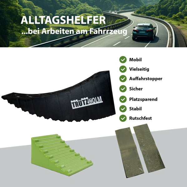 Alltagshelfer für Arbeiten am Fahrzeug: Auffahrkeile, Unterlegkeile und Anti-Rutsch-Matten