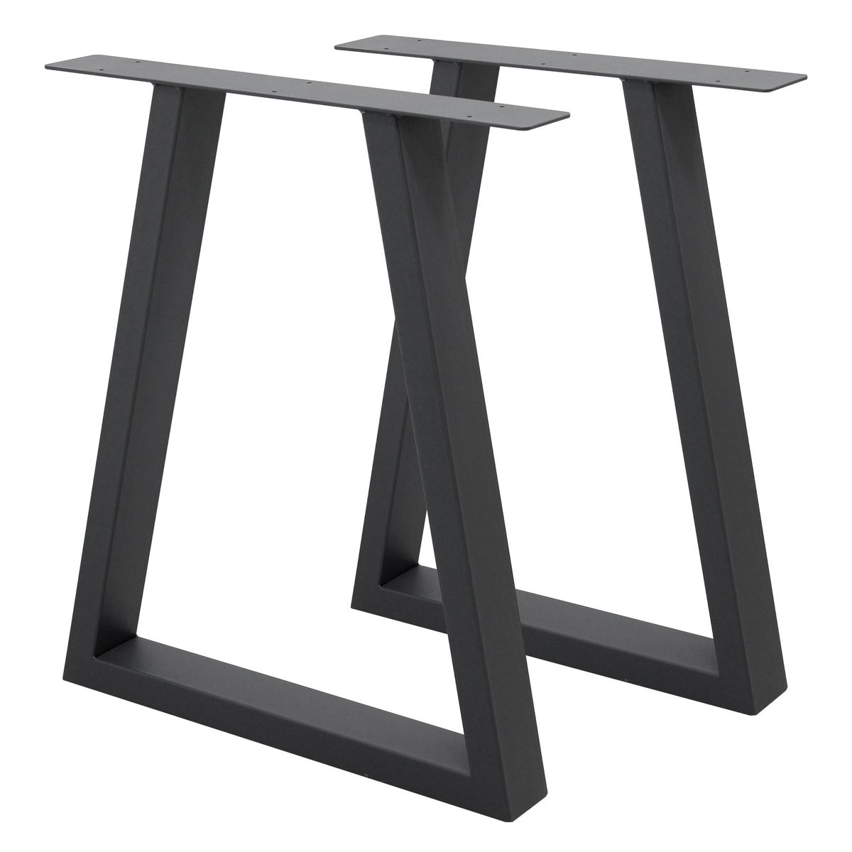 ECD Germany 2x Tischbeine Trapez Design, 60 x 72 cm, Anthrazit, pulverbeschichtete Stahl, Industriedesign, Metall Tischkufen Tischuntergestell Tischgestell Möbelfüße, für Esstisch Schreibtisch