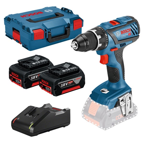 Bosch Akku-Bohrschrauber GSR 18V-28 / 2x 4,0 Ah Akku + Ladegerät in L-Boxx - 0615990K3S
